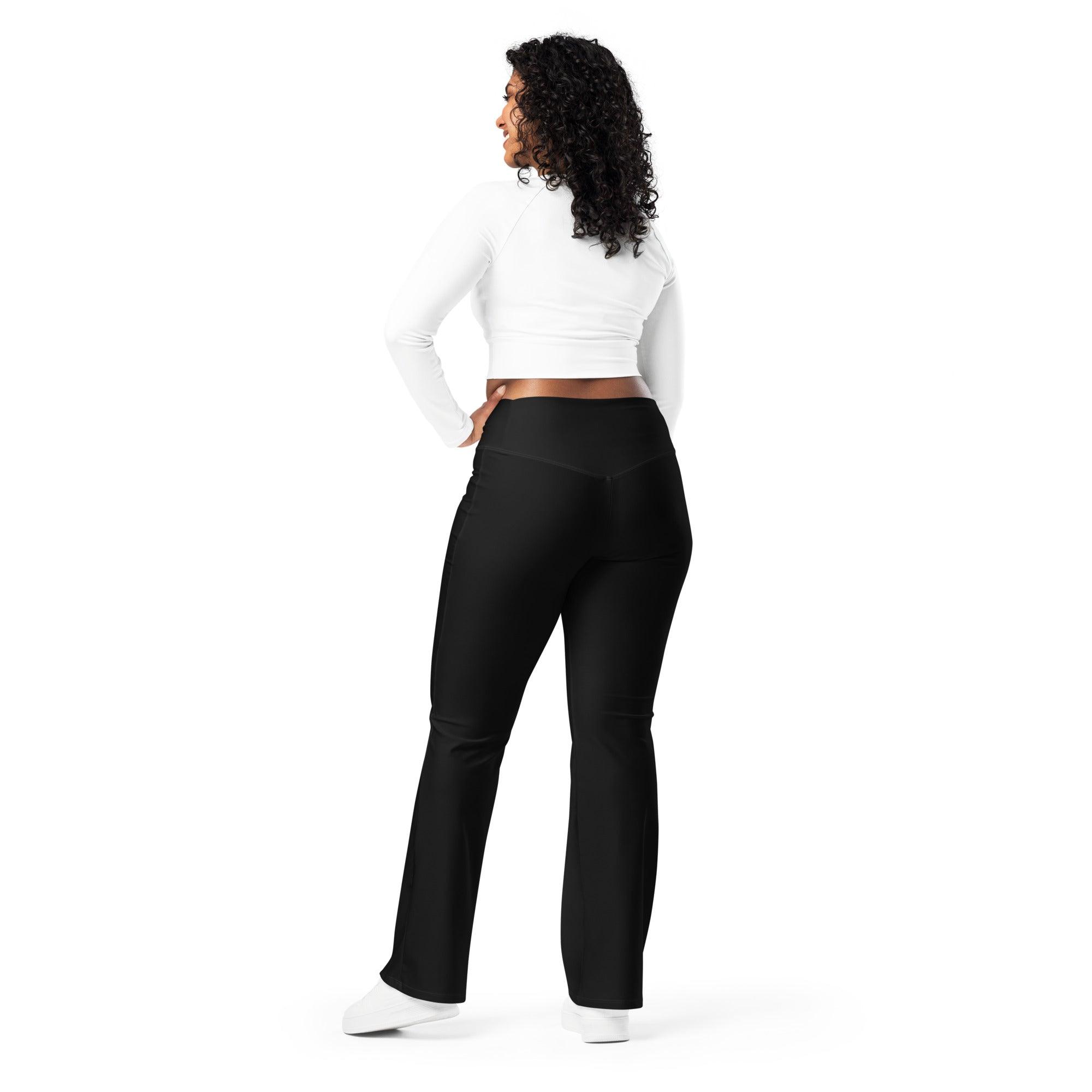 beYantra High-Waisted Black Flared Leggings | Butt-Lifting Cut | Moisture-Wicking Fabric - beYantra