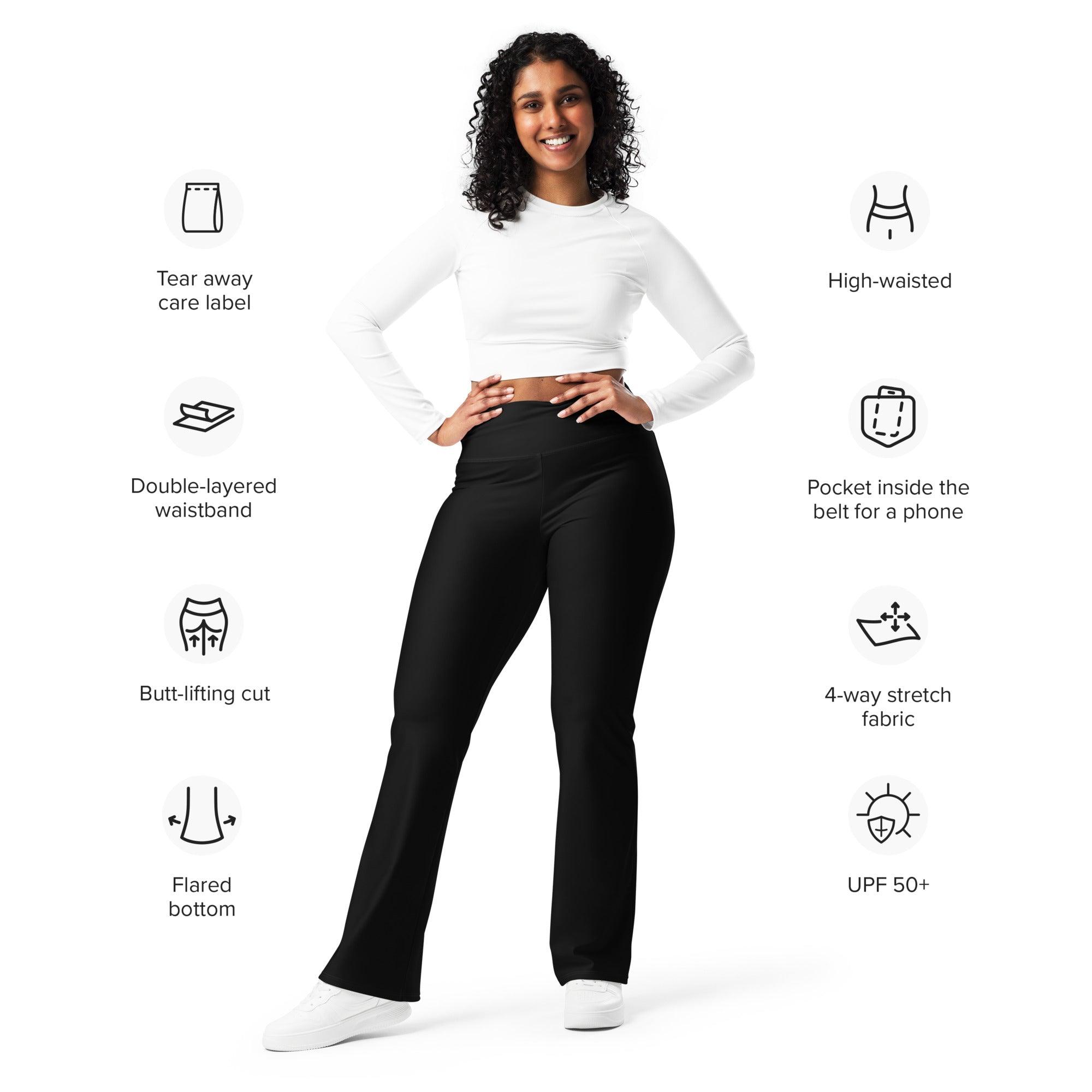 beYantra High-Waisted Black Flared Leggings | Butt-Lifting Cut | Moisture-Wicking Fabric - beYantra