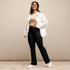 beYantra High-Waisted Black Flared Leggings | Butt-Lifting Cut | Moisture-Wicking Fabric - beYantra