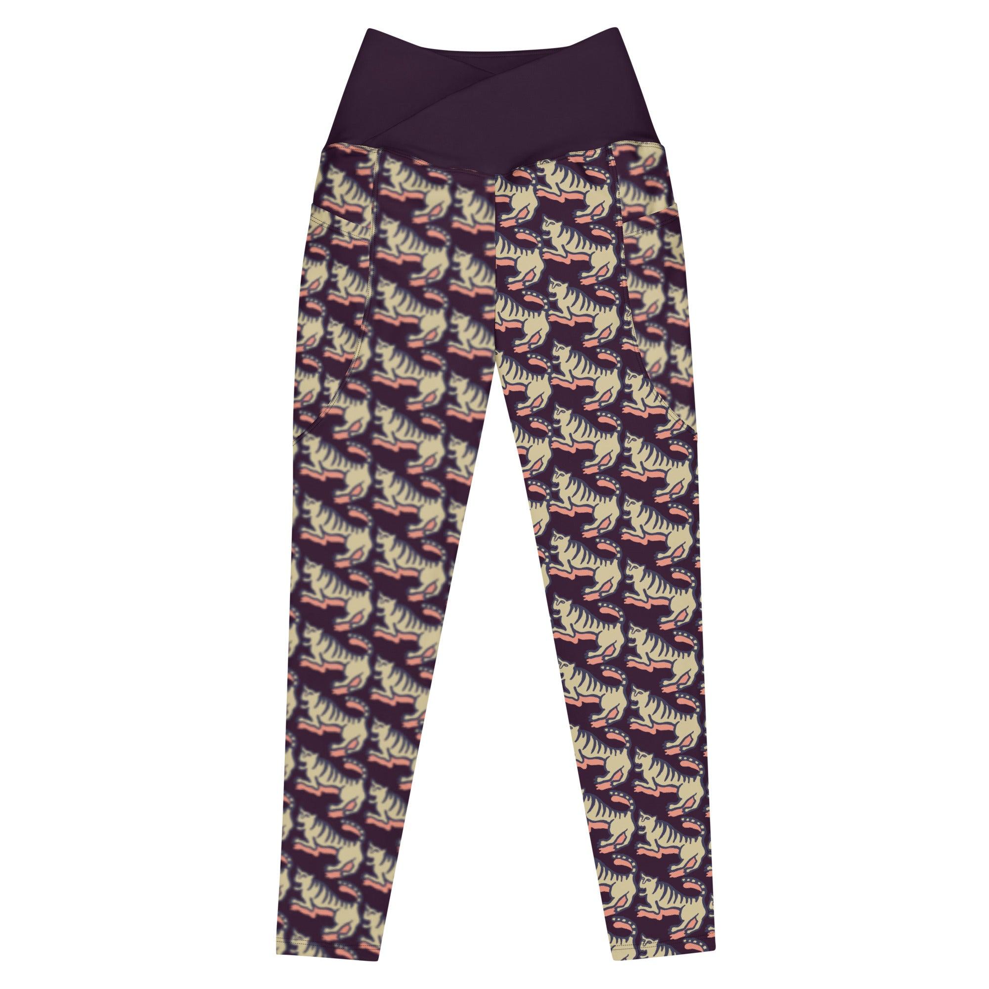 beYantra WildTiger Leggings | Dark Purple Crossover | With Pockets - beYantra