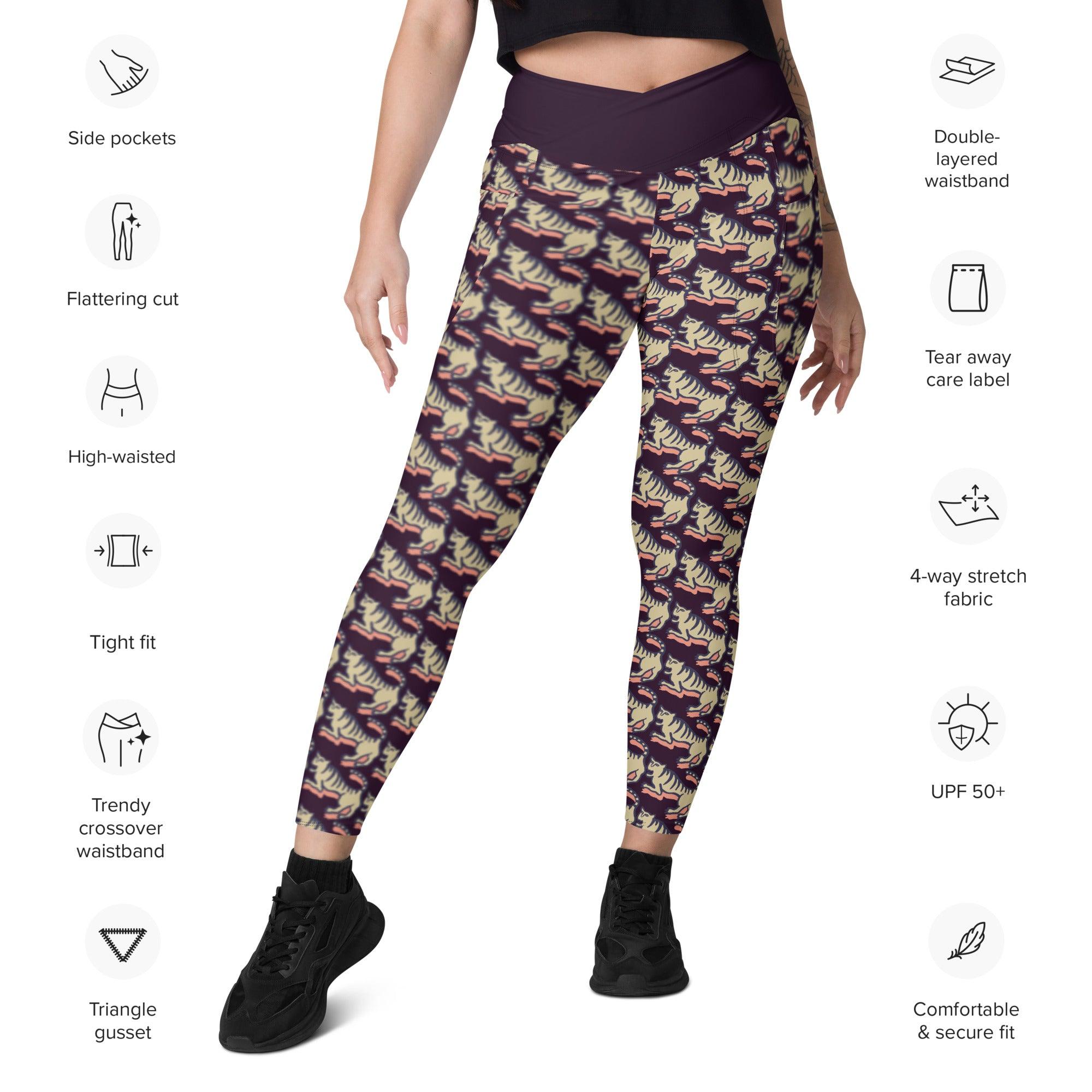 beYantra WildTiger Leggings | Dark Purple Crossover | With Pockets - beYantra