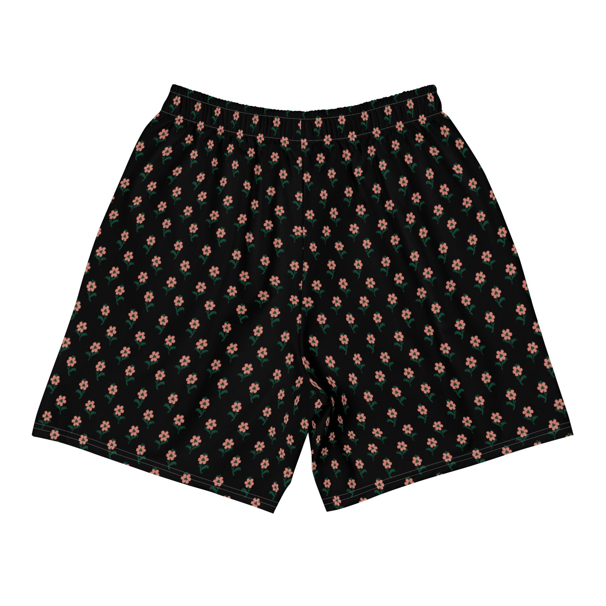 beYantra | Unisex Athletic Long Shorts | Black with Tiny Flowers - beYantra