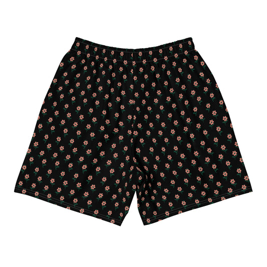 beYantra | Unisex Athletic Long Shorts | Black with Tiny Flowers - beYantra