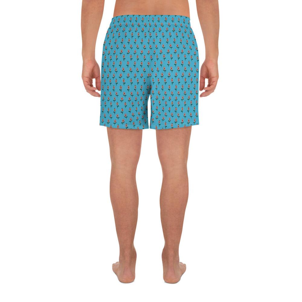 beYantra | Unisex Athletic Long Shorts | Light Blue with Tiny Flowers - beYantra