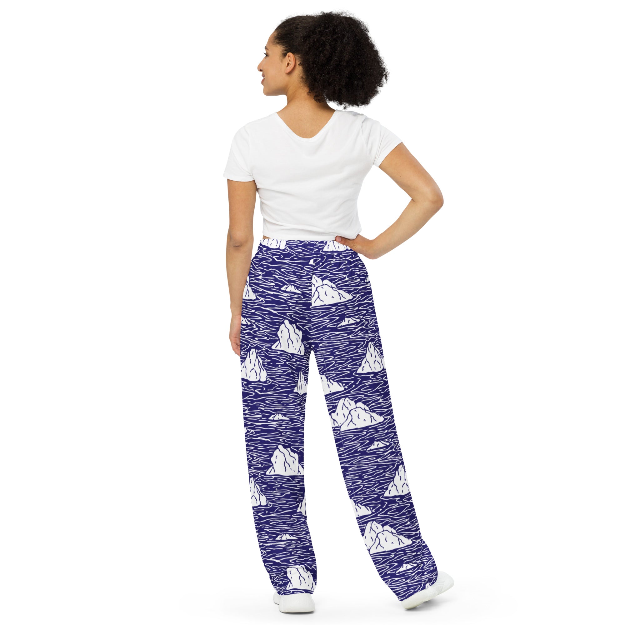 beYantra Unisex Wide-Leg Pants | Japanese Iceberg Print | Adjustable Waist - beYantra