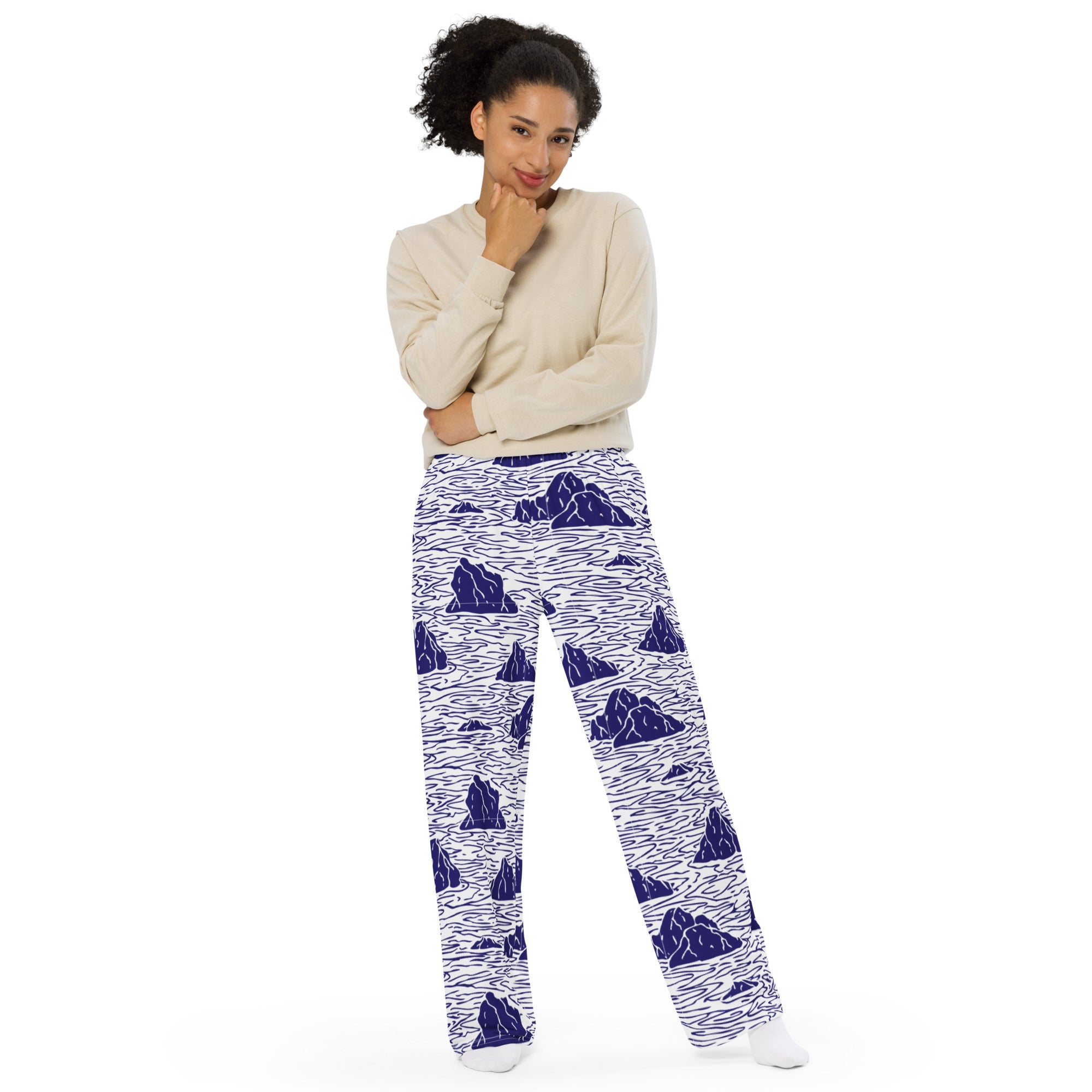 beYantra Iceberg Wave Pants | Unisex Wide-Leg | Japanese Style Print - beYantra