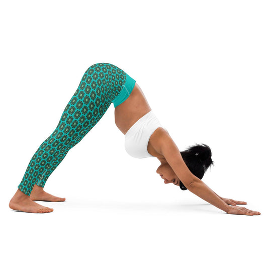 Echo Yantra | Yoga Leggings | Vibrant Green Geometric Design