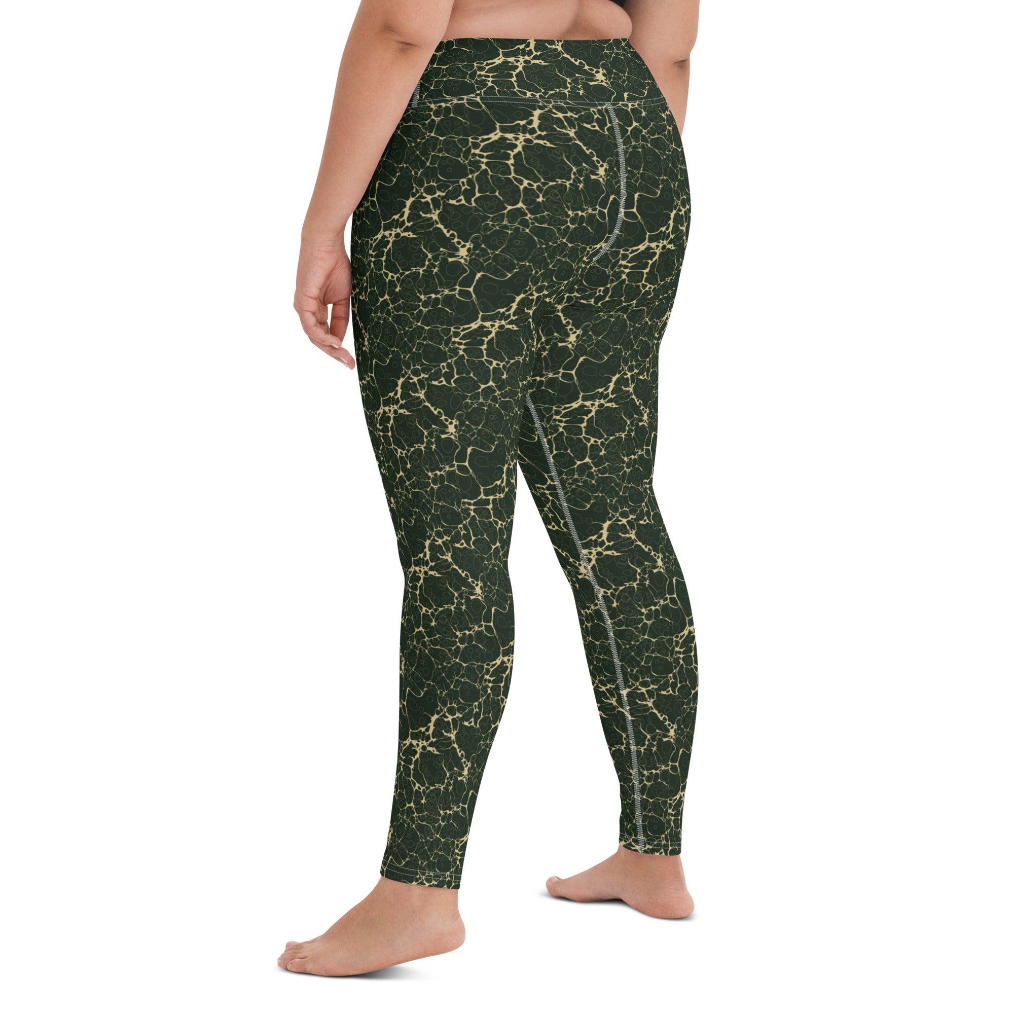 beYantra Nature Leggings | Green Marble Pattern | Comfort & Flow - beYantra