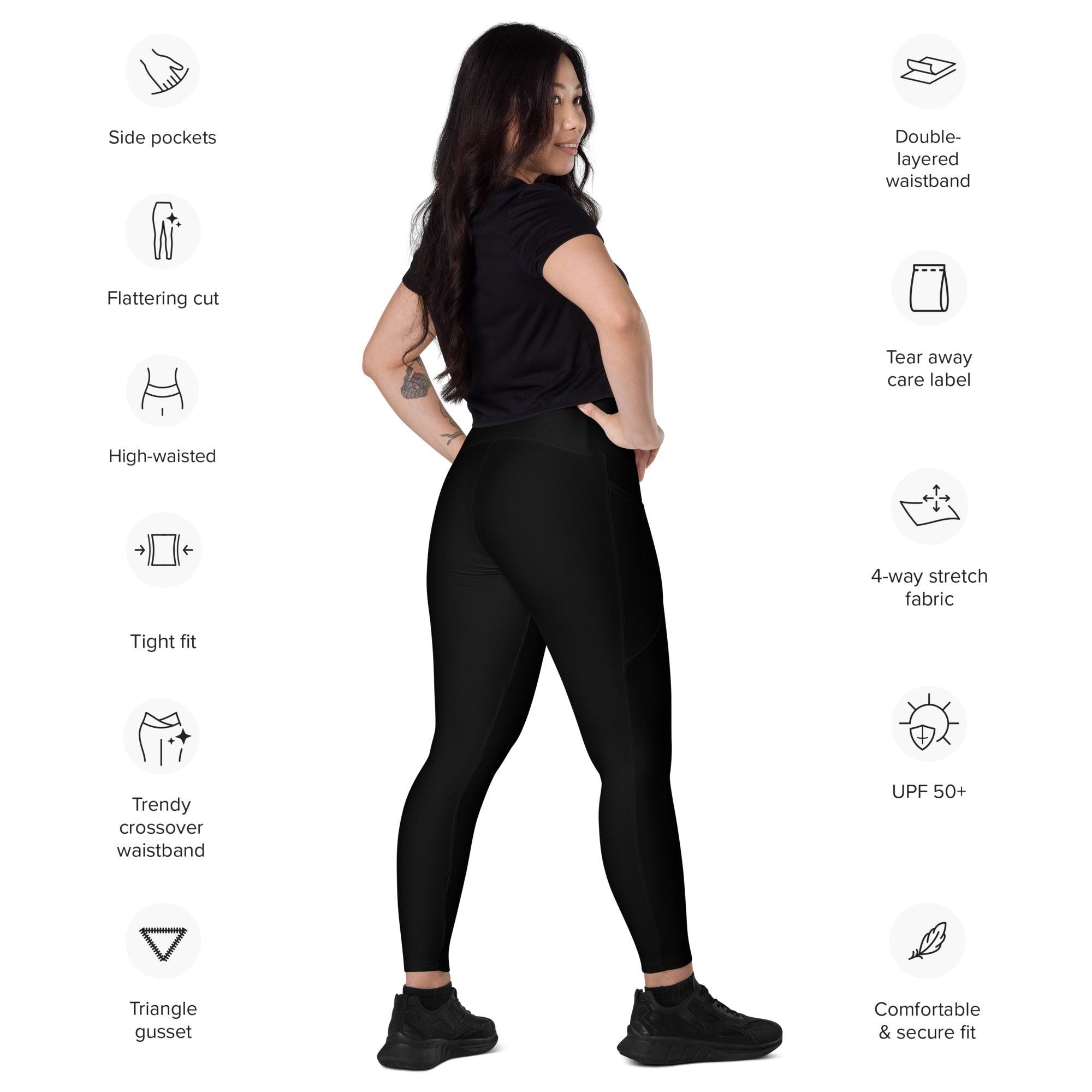 beYantra Solid Black- Yoga Leggings - Crossover leggings with pockets - beYantra