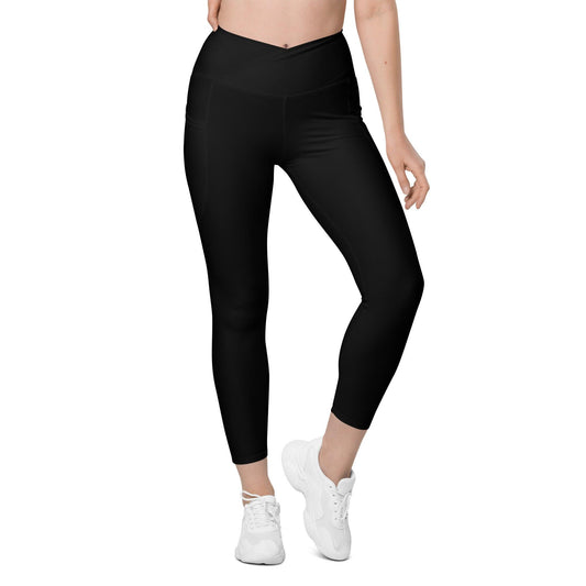 beYantra Solid Black- Yoga Leggings - Crossover leggings with pockets - beYantra