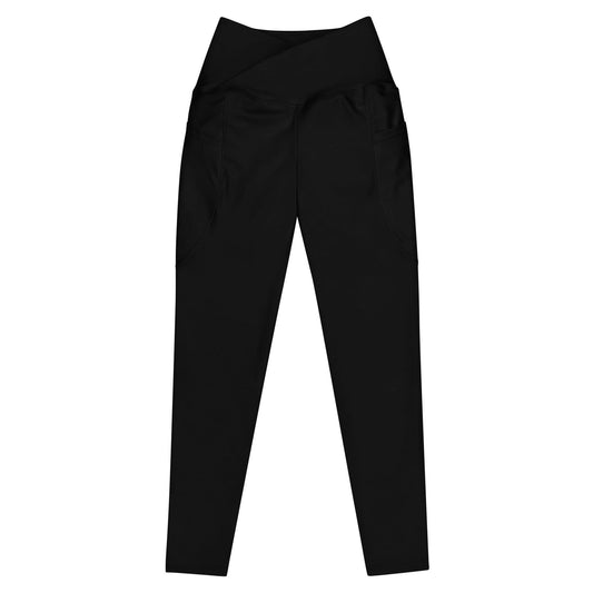 beYantra Solid Black- Yoga Leggings - Crossover leggings with pockets - beYantra