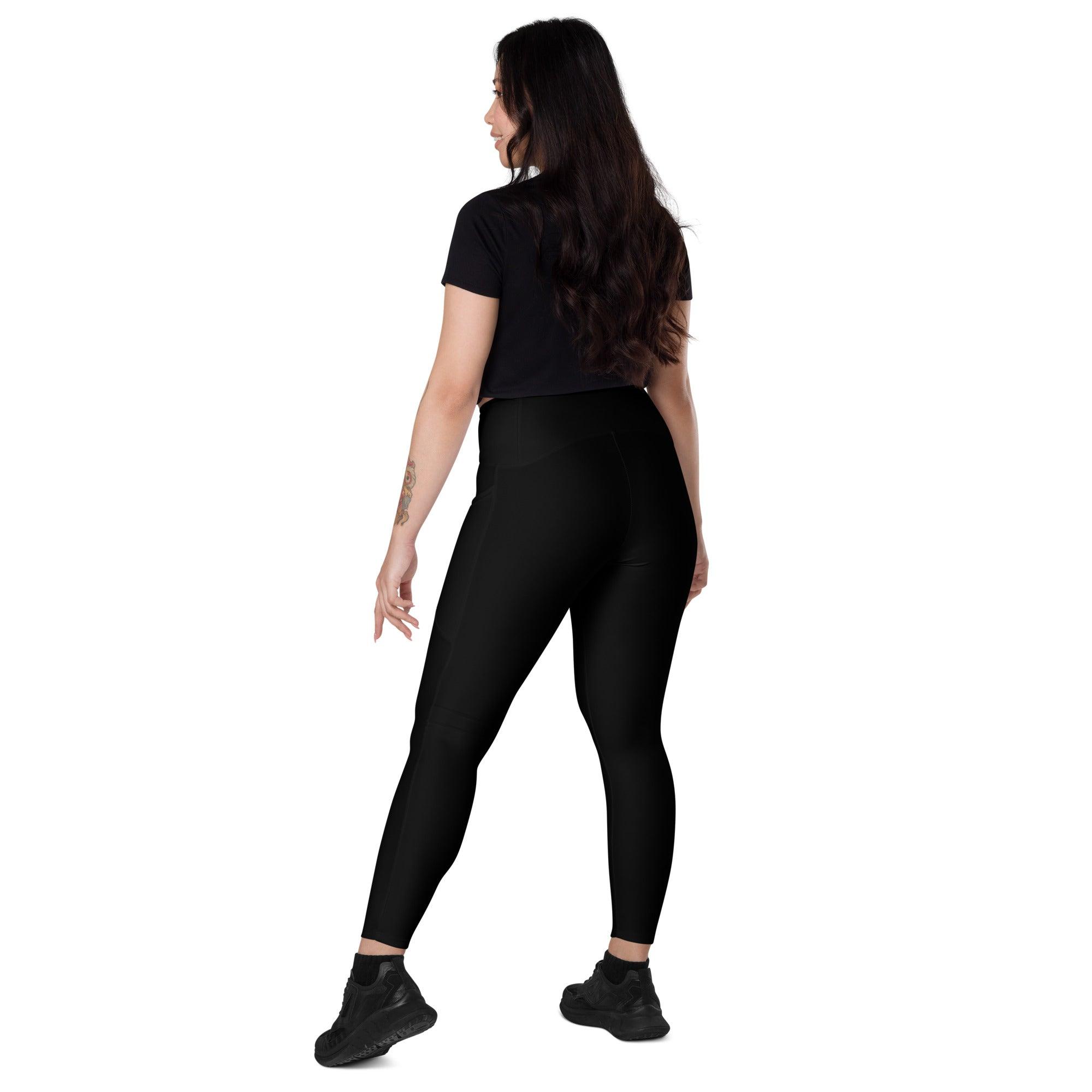 beYantra Solid Black- Yoga Leggings - Crossover leggings with pockets - beYantra