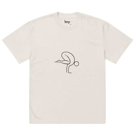 Oversized Faded T-Shirt –Crow Yoga Flow Line Design